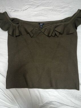 Express Body Contour Off The Shoulder Ruffle Sweater express